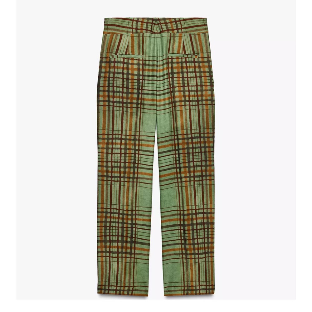 Zara Green Plaid Wide-Leg Pants - Picture 7 of 9